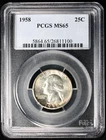 1958 Washington Silver Quarter 25c PCGS MS65