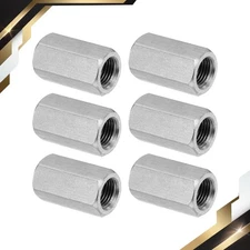 6PACK M12 x 1.25-Pitch 30mm Length Stainless Steel Hex Coupling Nut Connector
