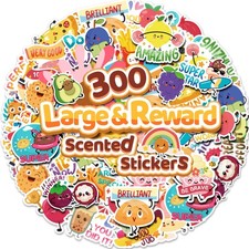 300PCS Large Scratch and Sniff Scented Stickers for Kids, Incentive Smelly Su...
