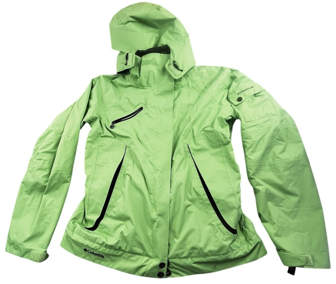 Vintage Columbia Jacket Women Small Green Titanium Omni-Tech Snow Coat Waterproo
