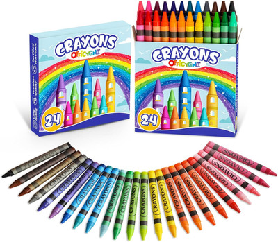 2 Box of Crayons 24 Count, Non-Toxic Crayon for Toddlers 1-3, Assorted Colored C