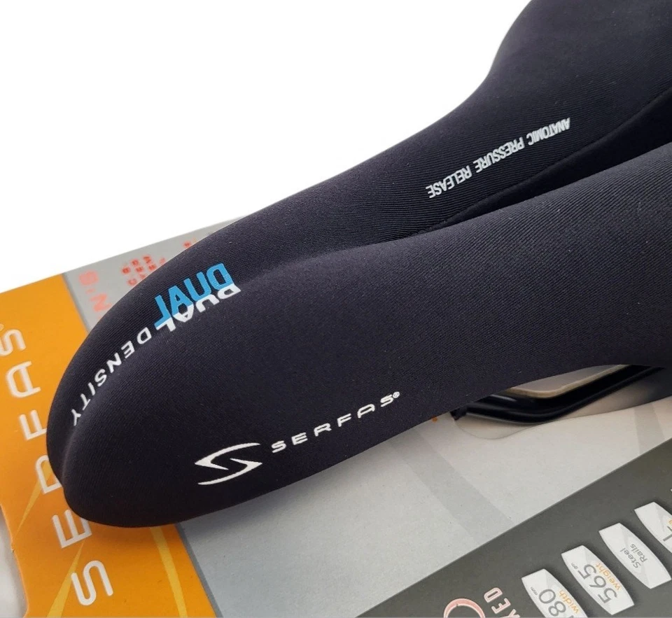 Sillín de bicicleta para mujer Serfas gel de doble densidad 180 mm de ancho recorte cómodo  Foto 2 de 4