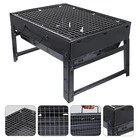 Portable Black Steel Charcoal BBQ Grill Foldable Barbecue Rack for Outdoor