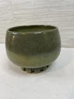 Frankoma pottery planter footed cogwheel ribbed earthy flower pot vtg western