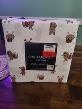 Cynthia Rowley QUEEN Sheet Set Valentine Dachshund Dog Hearts Cute Love