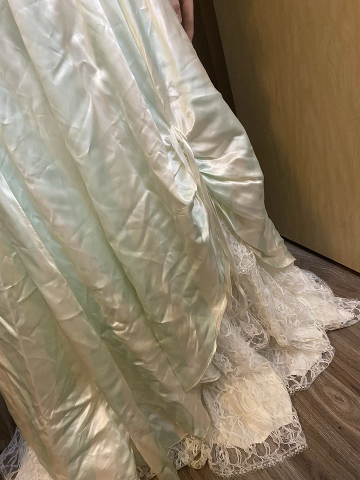 Vestido de Baile Gunne Sax By Jessica McClintock Vestido Formal Listrado Azul Branco *LEIA* - Imagem 2 de 4