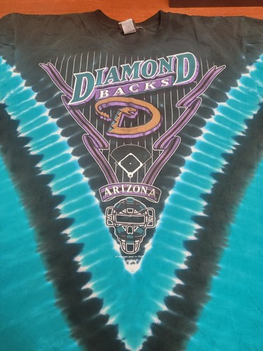 Vintage Liquid Blue Men's XL Arizona Diamondbacks Teal Black Tie Dye T-Shirt - Picture 2 of 12