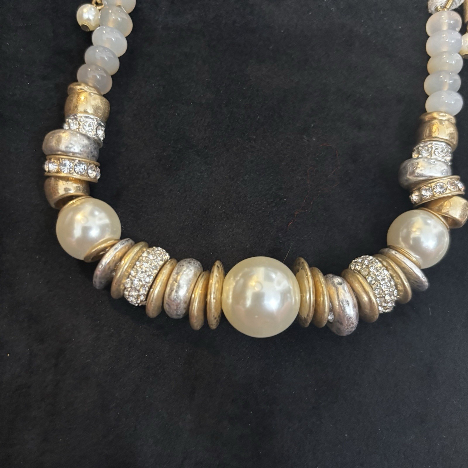 Two High End Statement Necklaces Mixed Metal Pear… - image 3