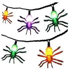 Halloween Spider String Lights Outdoor, 8.5Ft Multi-string multi-colored spider