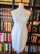 Boohoo white high-neck sleeveless lace midi dress. Fully Lined. NWOT