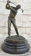 Perfect Swing Golf Golfing Golfer Spor Bronze Sculpture Figurine Statue Art Deco