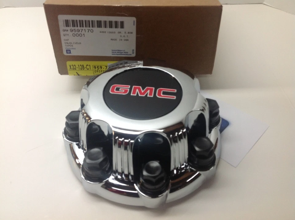 GMC Sierra 2500 Yukon XL cromo con logotipo GMC tapacubo central de 8 orejetas nuevo OEM 9597170 Foto 4 de 4