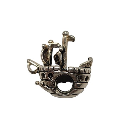 Vintage Sterlingsilber Piratenschiff Charm Anhänger Euro Armband Halskette