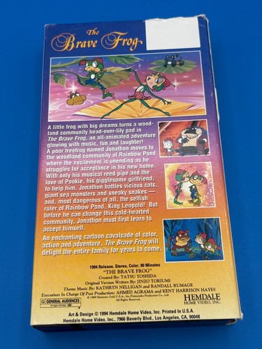 Vintage 1994 The Brave Frog Cartoon VHS Tape Movie Rated G Hemdale - Picture 2 of 3