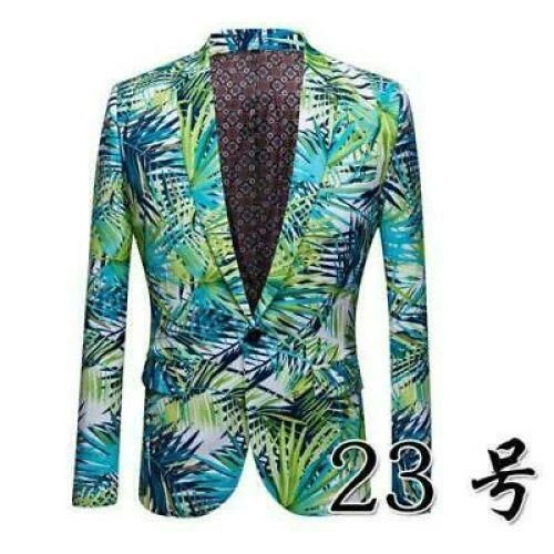 Herren chinesischer Stil Blumendruck Revers Mantel Jacke schmale Passform lässig Langarm - Bild 47 von 51