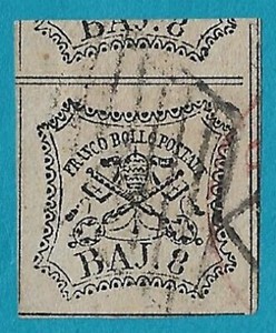 + 1852 Roman States Italy Rome Papal St Peter Crest Crown Crossed Keys #9 A9 8b 