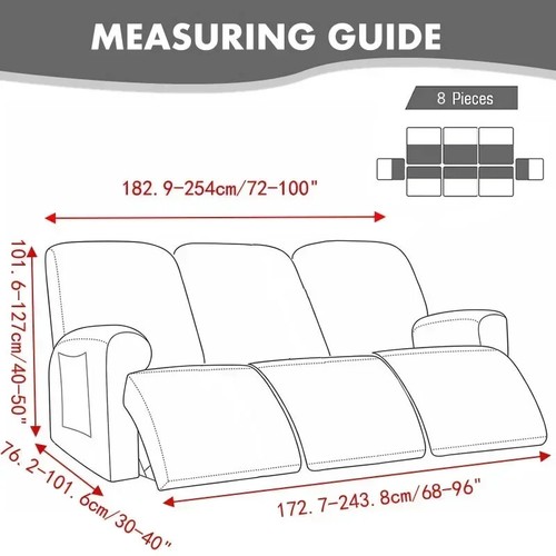1/2/3 Seater Elastic Recliner Sofa Cover Jacquard Slipcover Chair Sofa Protector - Picture 22 of 39