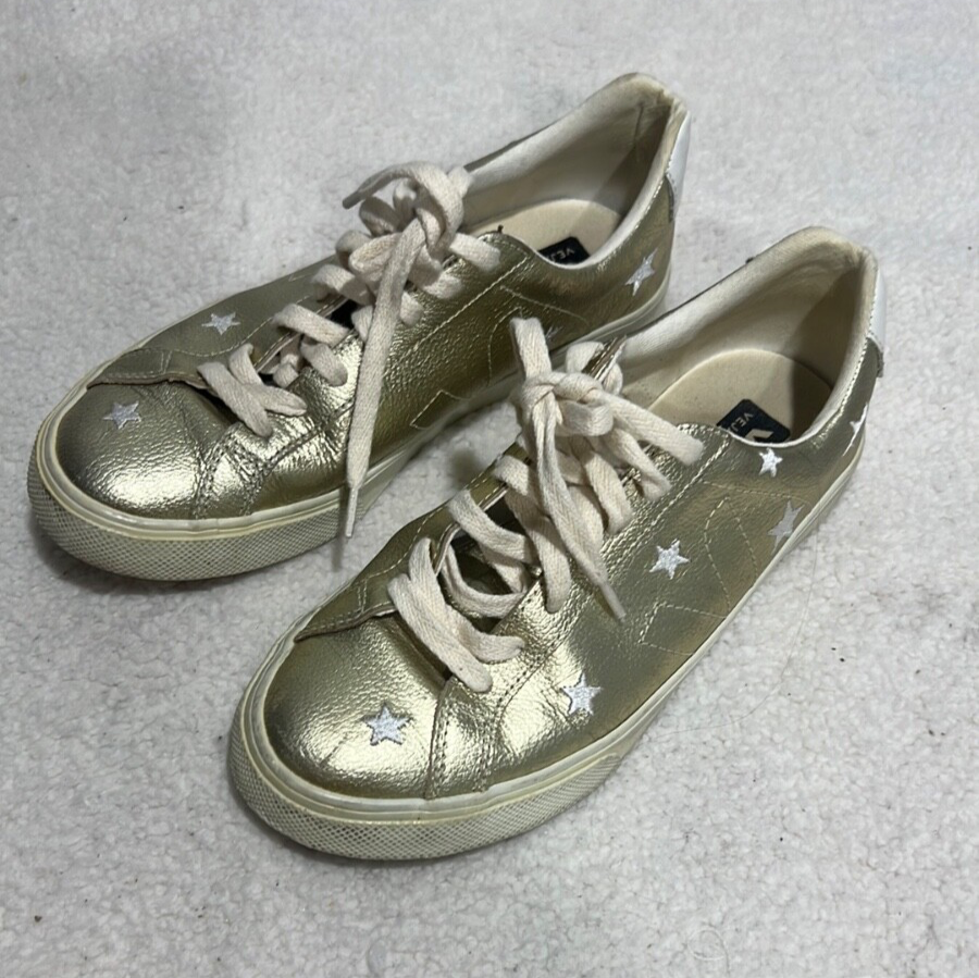 Veja Madewell Esplar Leather Sneakers with Gold Stars Women's Size 7