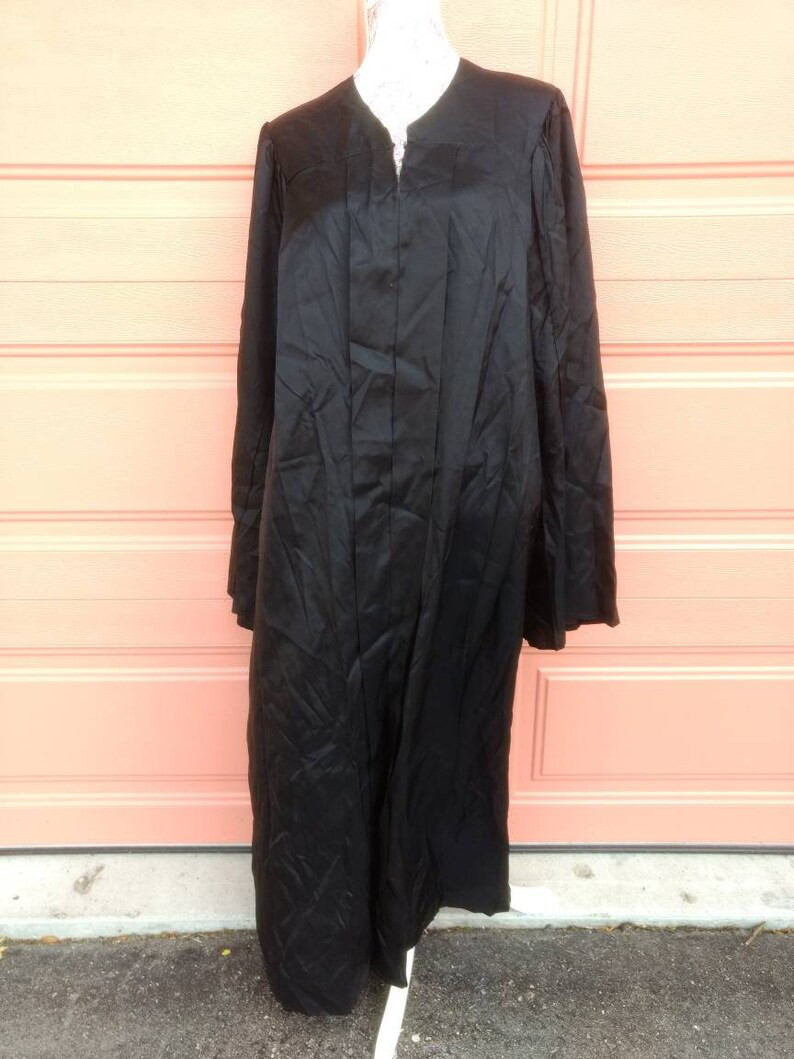 Vintage Graduation Gown Clergy Judge Robe Long Black … - Gem