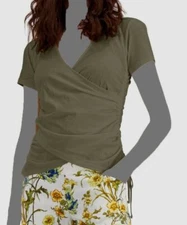 $34 Inc International Concepts Women's Green Side-Tie Short Sleeve Top Size S