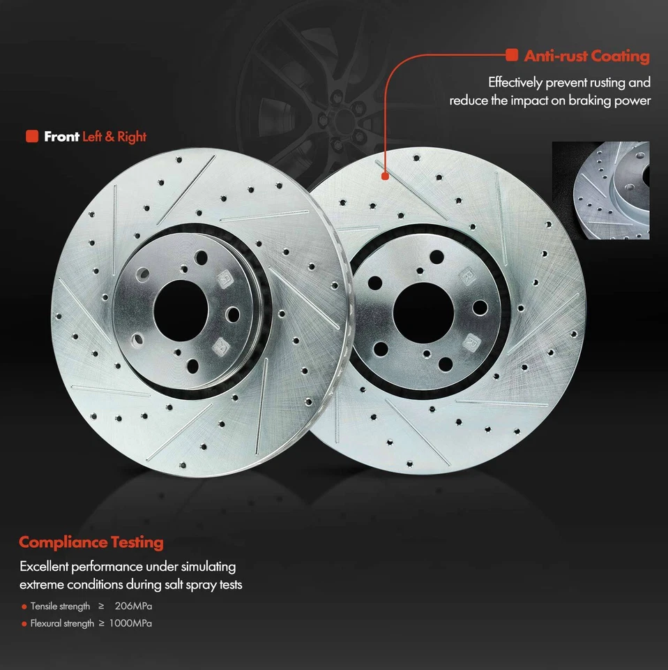 6x Rotores perforados delanteros y pastillas de freno de cerámica para Lexus IS350 GS350 GS430 IS200t Foto 4 de 4