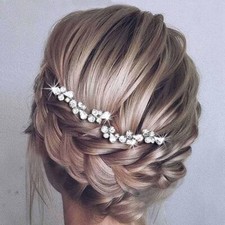Bride Wedding Hair Pins 2PCS Silver Crystal Rhinestone Bridal Accessories