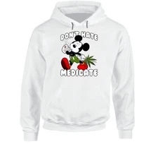 Dont Hate Medicate Mickey Mouse Stoner Weed Cannabis Hoodie