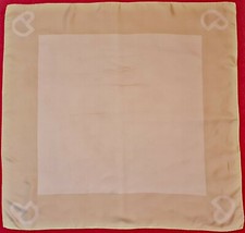 SCARF ITALY VINTAGE AUTHENTIC DP LOGO ART WHITE BEIGE SILK 34" SQUARE