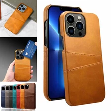 For iPhone 16 Pro Max 16e 15 14 13 12 11 PU Leather Slim Card Holder Wallet Case