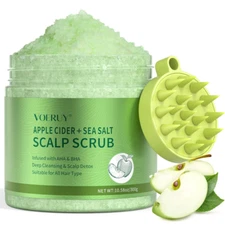Apple Cider Scalp Exfoliator Scrub Shampoo, 2-in-1 Scalp Detox Treatment with 10