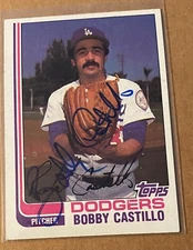 BOBBY CASTILLO SIGNED CARD 1982 TOPPS  BASEBALL CARD AUTOGRAPHED