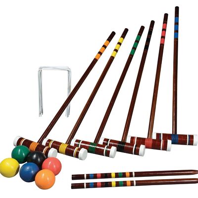 Croquet Set Vintage Wooden Game Six Player Backyard Leisure Sports Intermediate