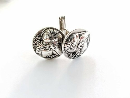 Coin cufflinks of Athena the Goddess, in sterling silver 925 - Picture 9 of 12