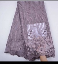 Hot Sale African Lace Fabrics High Quality Tulle Lace soft Fabric with pearls.