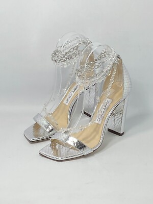 Jimmy Choo Neena Croc-Embossed Metallic Leather Embellished