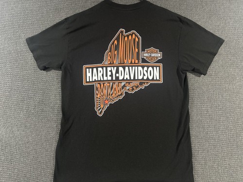 Harley Davidson I Got Mine Shirt Large Black Distressed Big Moose Maine - 第 1/14 張圖片