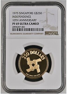 1975 Singapore $250 Gold Coin, 10th Anniversary Independ 1975 Singapore $250 Gold Coin, 10th Anniversary Independ