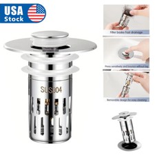 Universal Pop Up Bathroom Sink Stopper Drain Strainer Stopper Stainless Steel US