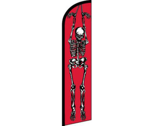 Skeleton Red / White Windless Banner Advertising Marketing Flag - Picture 1 of 1