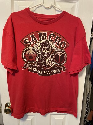 SAMCRO Shirt Sons Of Anarchy Men's Red Tee Size Large