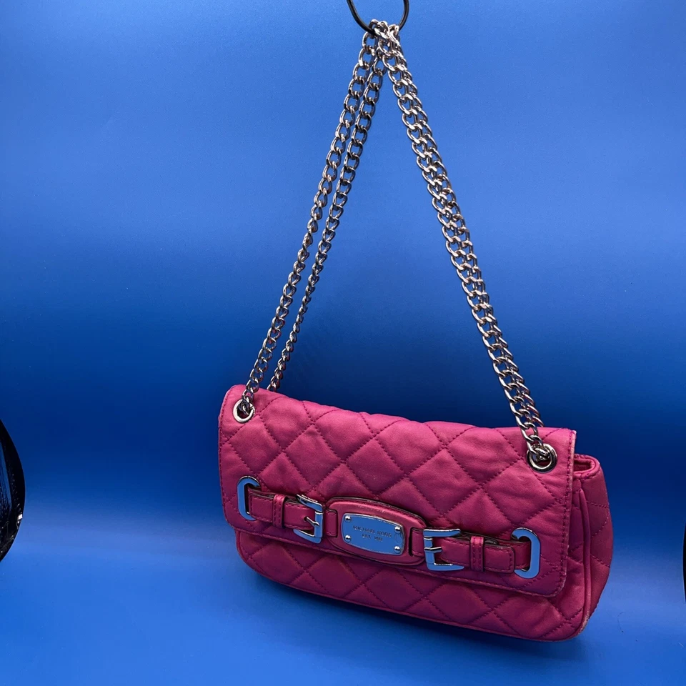 Michael Kors Hamilton Quilt Small Leather Shoulder Flap Bag Fuchsia  - Image 4 of 4