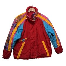 Vintage 80s Roffe Women's Ski Jacket full zip size 12 neon colorful