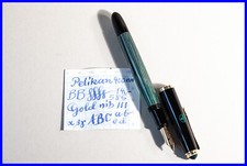 Pelikan 400NN Green Striped Fountain Pen with BB 14C 585 Gold Nib - Bayer Ad.
