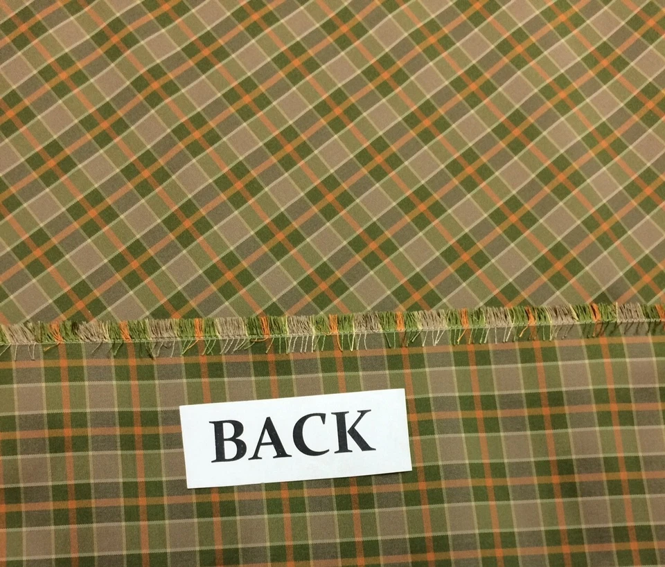 DESIGNER 100% SILK CHECK FERN GREEN RED STRIPE MULTIUSE FABRIC BY THE YARD 55"W - Image 4 of 4