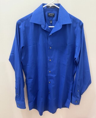 ARROW mens Dress Shirt Button Down Stretch Wrinkle Free 16 - 14 1/2  32/33 Sz S