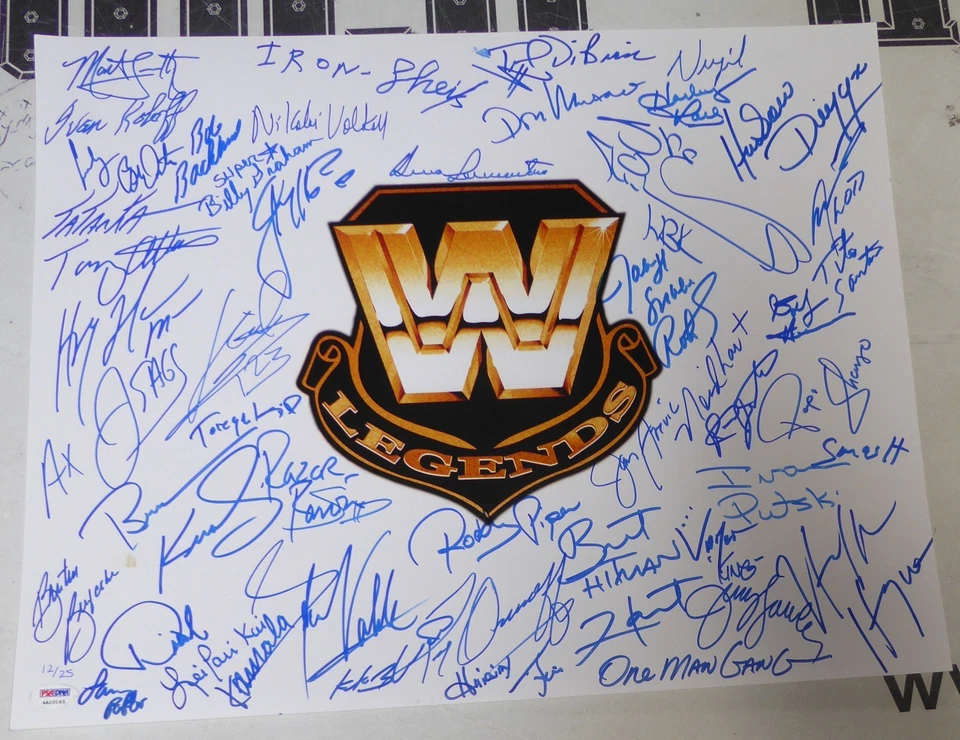 Bret Hart Hulk Hogan Shawn Michaels +46 WWE Legends Signed 16x20 Photo PSA/DNA - Image 4 of 4