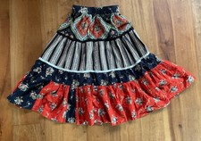 Vintage 70s Prairie Patchwork Boho Folk Skirt Cottagecore Women  s Floral Small