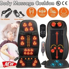 Massage Seat Cushion Heated Mat Back Neck Body Massager Chair Pad For Home & Car