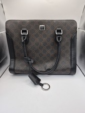 Nine West Logo Satchel Top Handle Bag Deep Brown W/ Black Trim