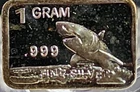 1 Gram .999 Fine Silver Art Bar Ingot. Great White. Fun  Unique Way To Invest.